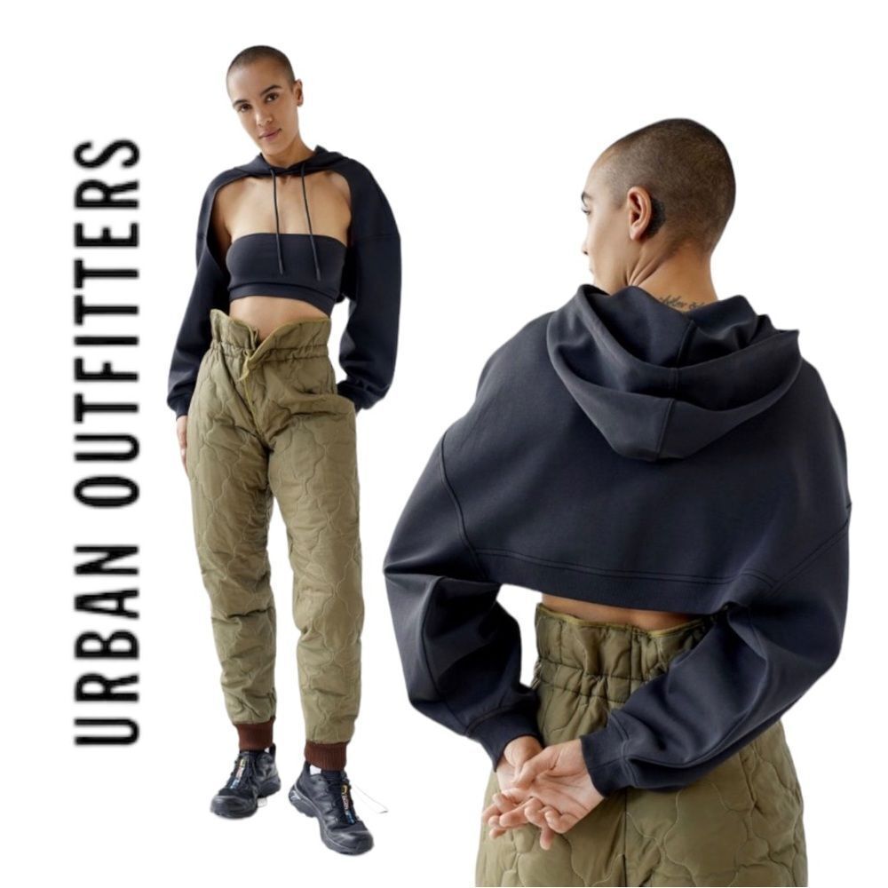 NEW UO Urban Outfitters Lorde Black Layered Tube Top & Hoodie Shrug Set M